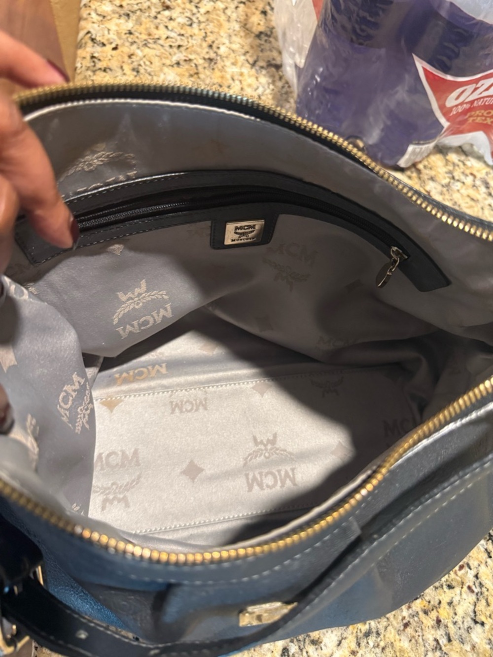 MCM Black Embossed Leather Shoulder Hobo Bag - Picture 9 of 13